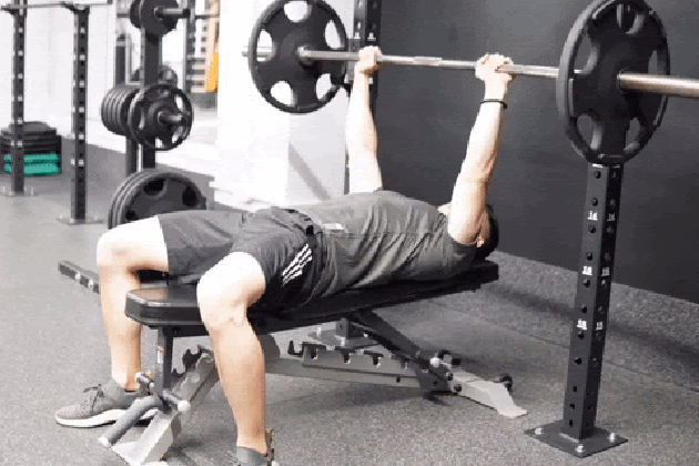 Matt Cheng performing a bench pres.