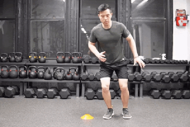 Matt Cheng performing lateral hops.