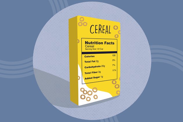 illustration of a nutrition facts label on a cereal box