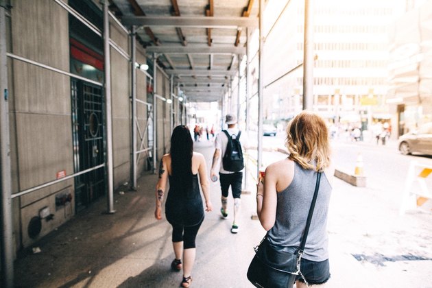 tourists walking