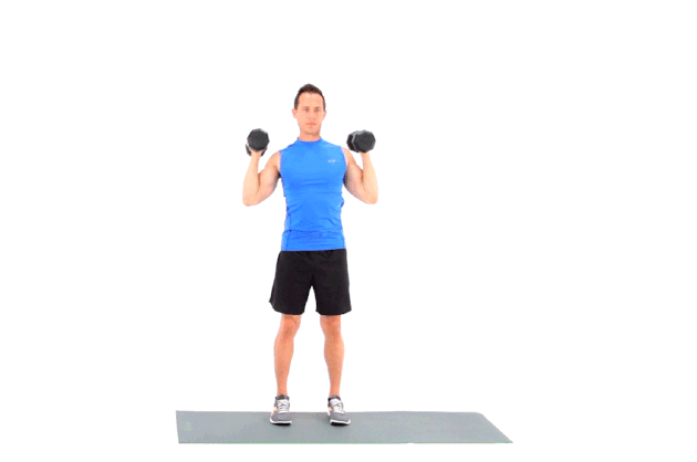 Man Demonstrating How to Do a Dumbbell Shoulder Press