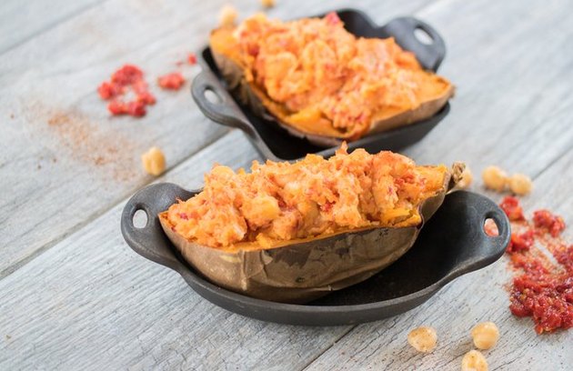 Smoky Harissa Chickpea Twice-Baked Sweet Potato