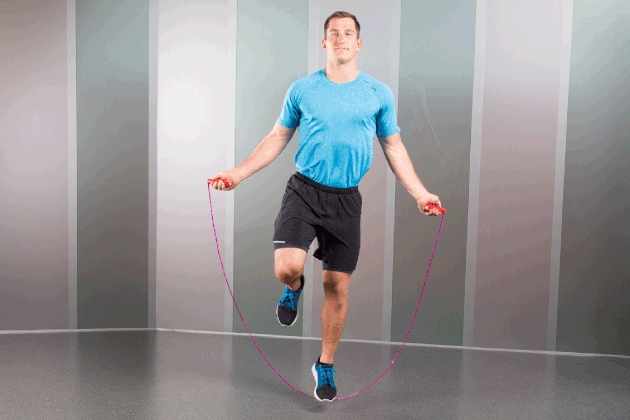 Man Demonstrating How to Do Alternating Single-Leg Jumps
