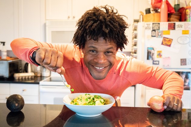 Errick enjoys a healthy meal.