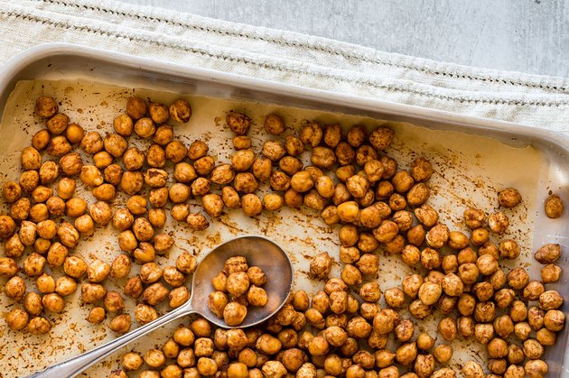 roasted chickpeas on tray
