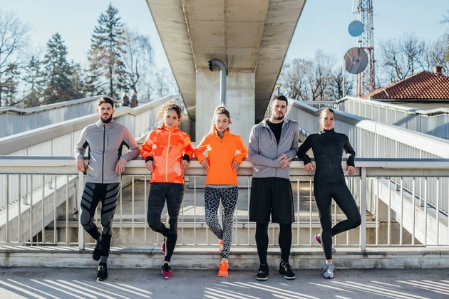 group of millennials working out together