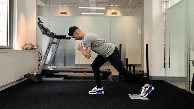 3. Slider Lunges (Left Side)