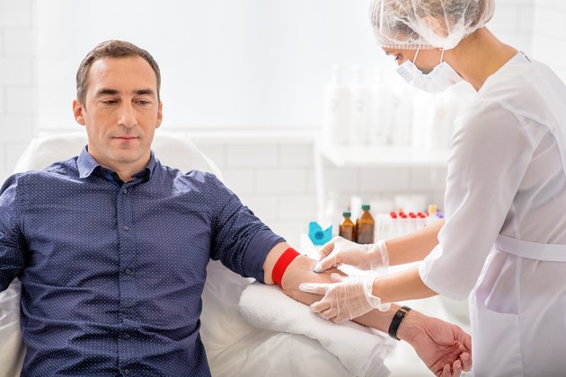 Medical worker undergoing collecting analysis