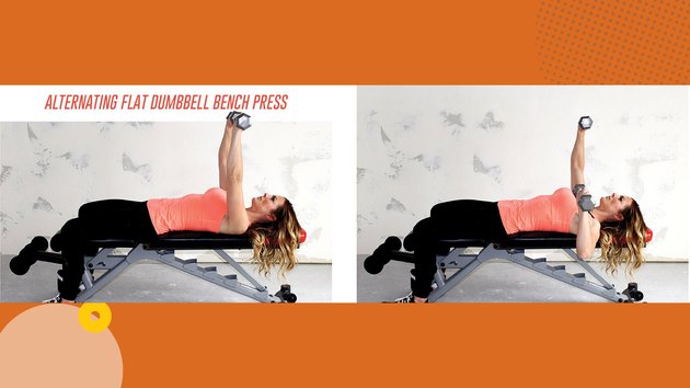 Move 2: Alternating Flat Dumbbell Bench Press