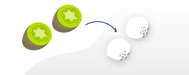 Kiwifruit compared to the size of a golf ball