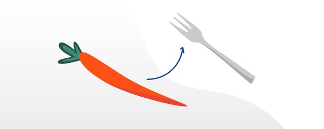 A serving of carrot compared to the size of a dinner fork