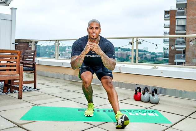 Fhitting Room trainer demonstrating how to do a single-leg squat