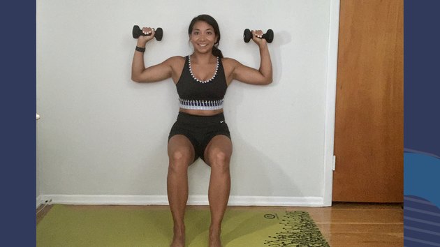 Move 5: Wall Sit With Shoulder Press