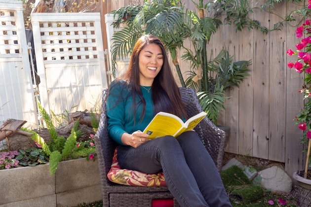 Kristina reads a book