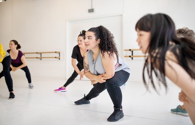 Group of women doing a dance workout for beginners