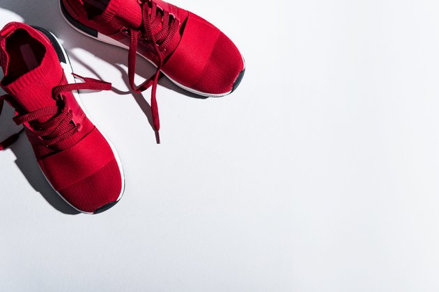 red sports shoes isolated on grey