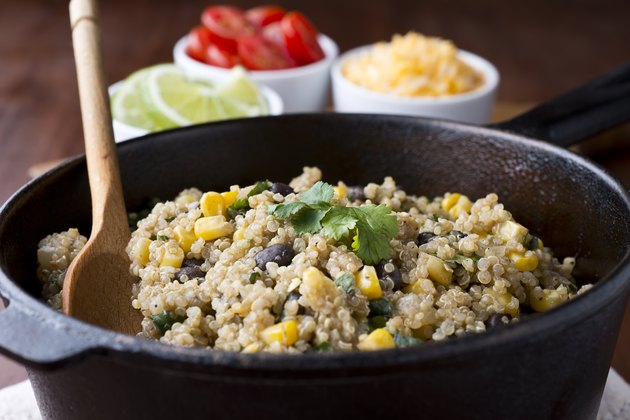 Quinoa salad in a bowl with other corn and beans