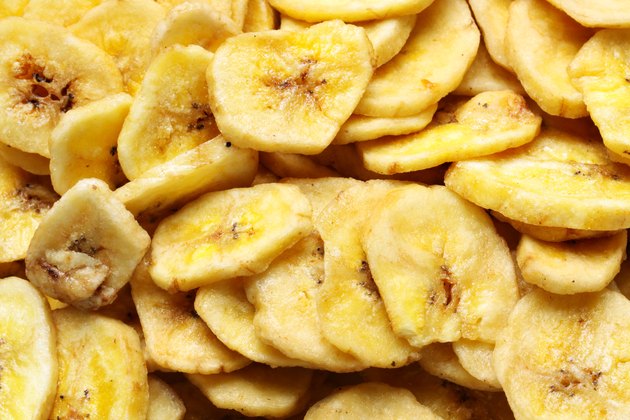 Dried banana slices background