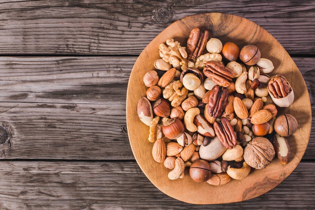 Nuts on plate above