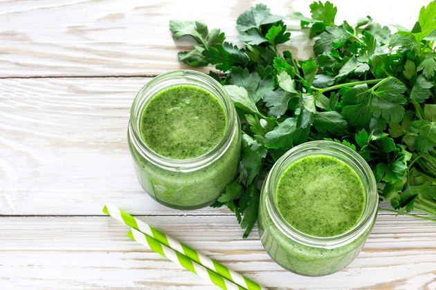 Healthy green smoothie with parsley