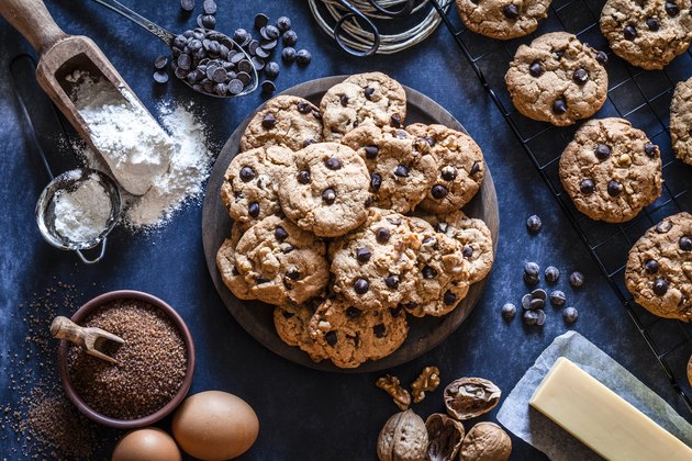 Preparing chocolate chip cookies