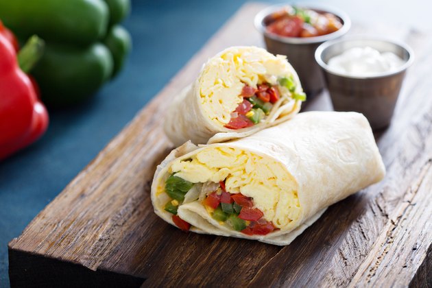 Vegetarian breakfast burrito with eggs