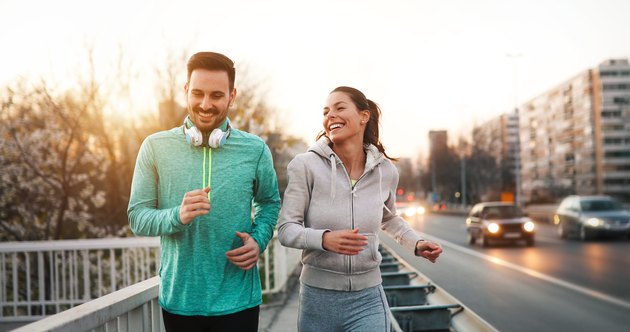 Couple jogging outdoors