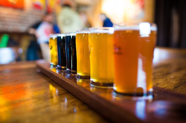 A variety set of craft beers light and dark