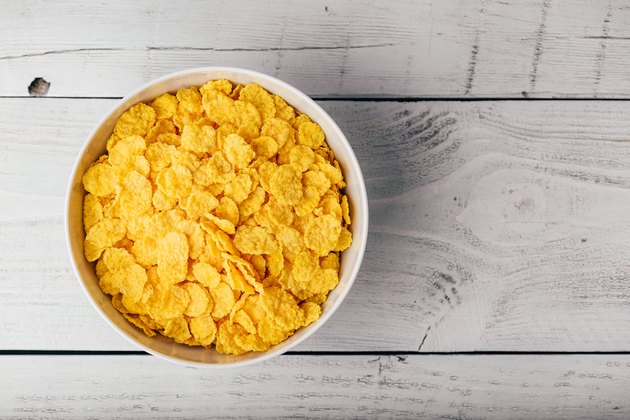 White bowl of corn flakes