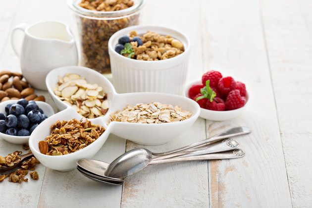 Breakfast items on the table with a lot of fiber