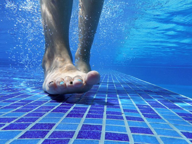 Underwater shot of feet on pool bottom
