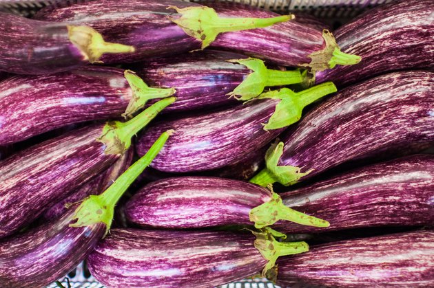 Eggplants on display.