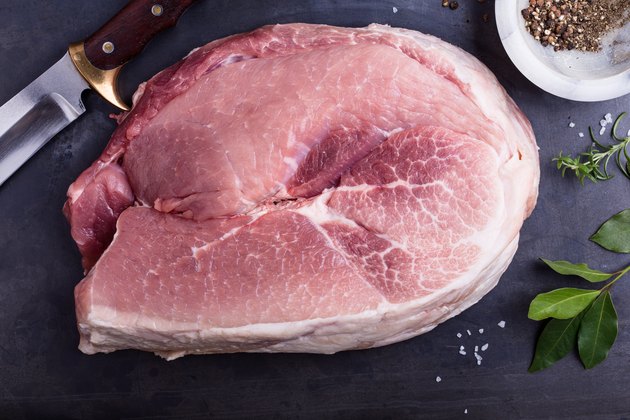 Organic boneless pork ham ready to cook