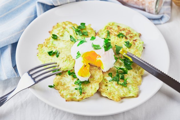 Zucchini pancakes poached egg