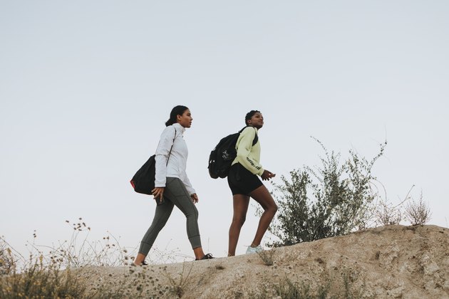 Friends hiking through the hills of Los Angeles