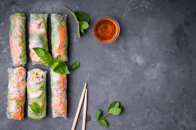 Fresh assorted spring rolls