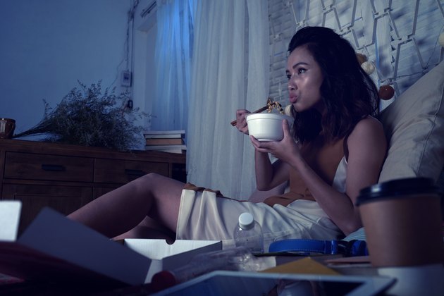 Watching tv at night