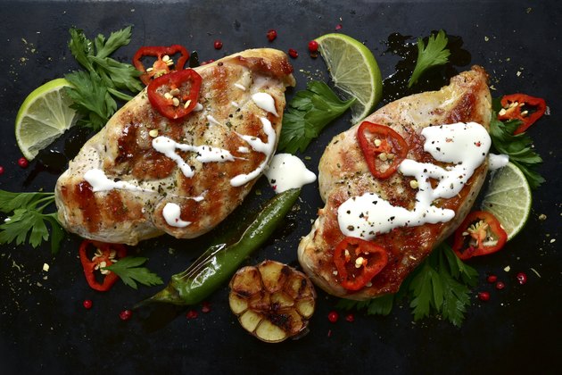 Grilled chicken breasts with spices