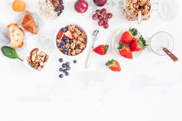 Healthy breakfast with with oatmeal protein shake