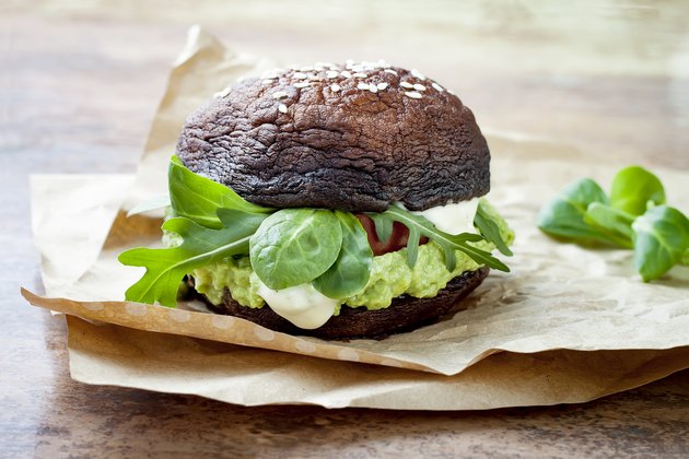 Grilled portobello bun mushroom burger.