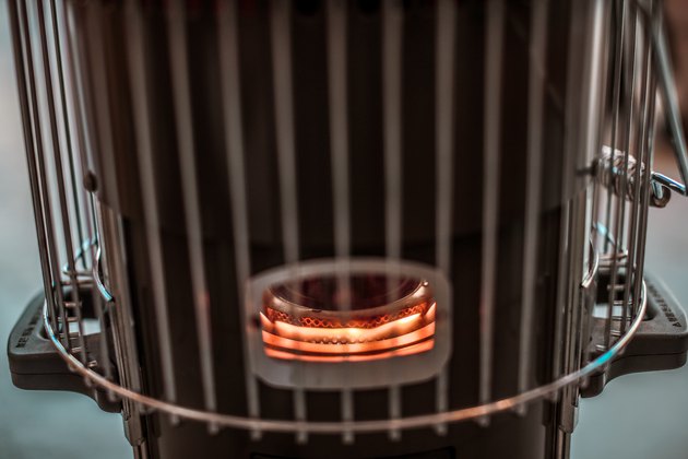 Burning kerosene stove.