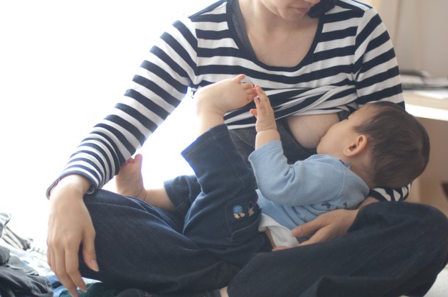 Mother and son breast milk