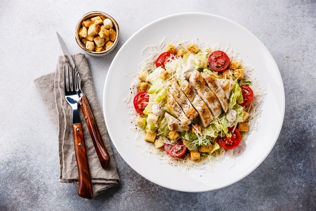 Caesar salad with chicken breast