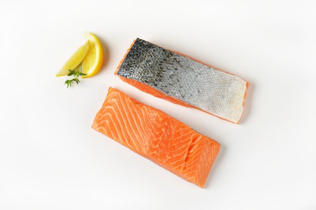 Two raw salmon fillets