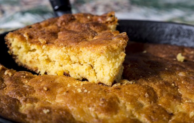 Corn recipes corn bread in cast-iron pan