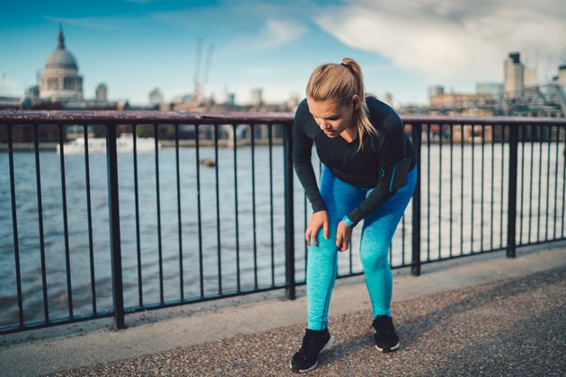Woman with a workout injury