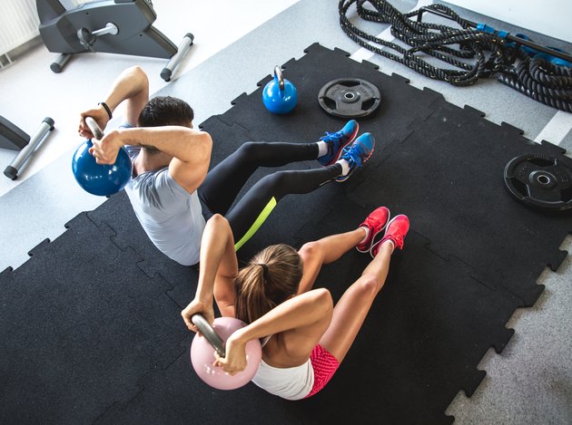 Young couple at the gym