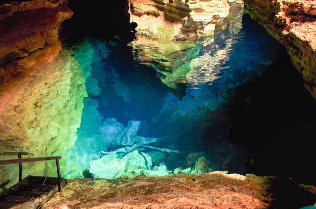 Blue Well, cave with blue lagoon in the Chapada Diamantina, Brazil