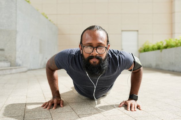 Bearded Athlete Doing Push-Ups