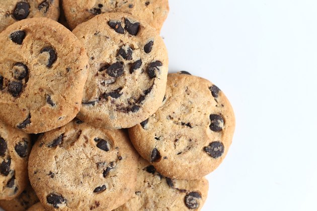 Cookies with chocolate chip isolated on white background.